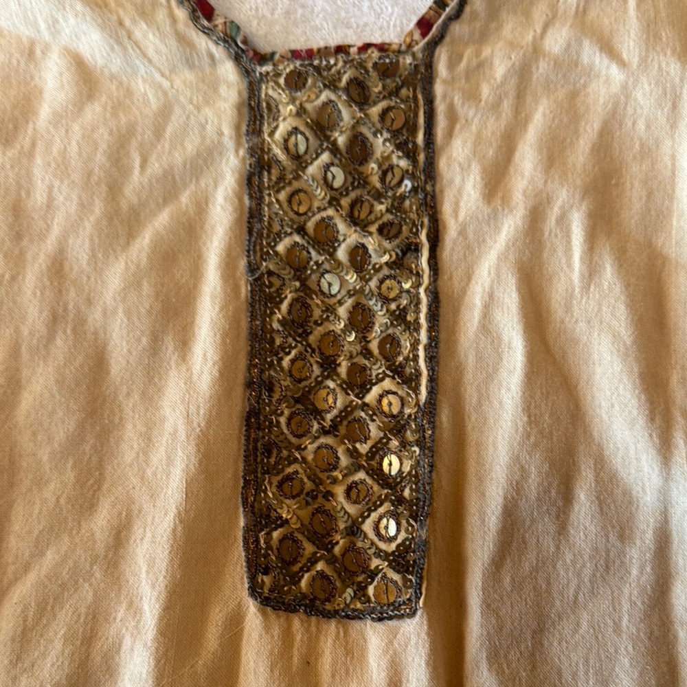 Embroidered Cream Tunic with Gold Accents